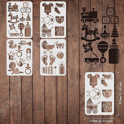 PET Hollow out Drawing Painting Stencils Sets for Kids Teen Boys Girls DIY-WH0172-443-1