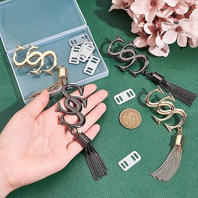 4Sets 2 Colors Double Letter S Alloy Tassels Style Bag Lock Decorations Accessories FIND-WR0003-63-1