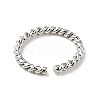 Non-Tarnish 201 Stainless Steel Twist Rope Shape Open Cuff Ring for Women RJEW-G266-40P-1