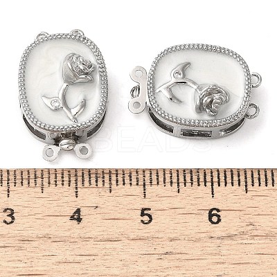 Brass Micro Pave Clear Cubic Zirconia with Enamel Box Clasps KK-G505-02P-1