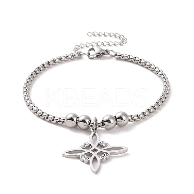 Tarnish Resistant 304 Stainless Steel Sailor's Knot Charm Bracelet with Box Chains LS-BJEW-P282-01P-1