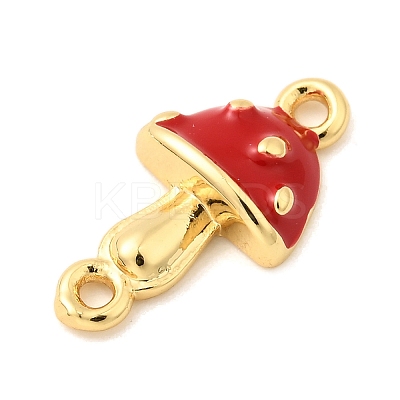 Brass Enamel Autumn Mushroom Connector Charms KK-A266-47G-1