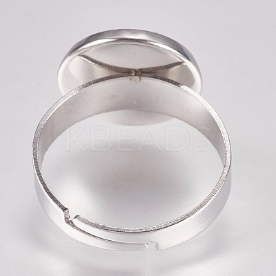 Tarnish Resistant 304 Stainless Steel Pad Ring Settings X-STAS-G173-19P-12mm-1