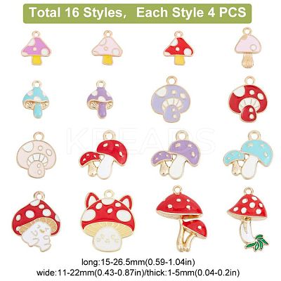 64Pcs 16 Styles Autumn Theme Alloy Enamel Charms ENAM-HY0003-08-1