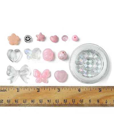 210Pcs 13 Styles Acrylic Beads with 1 Roll Strong Stretchy Beading Elastic Thread OACR-FS0001-57-1