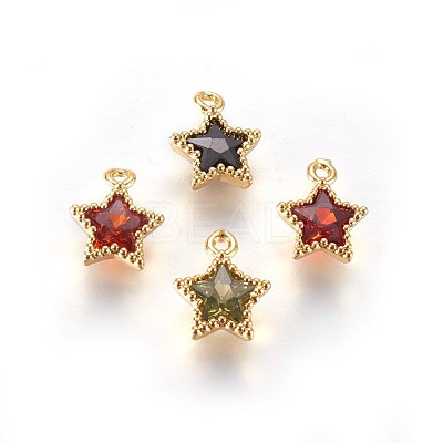 Golden Tone Brass Micro Pave Cubic Zirconia Charms ZIRC-L075-13-1