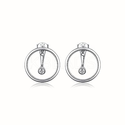 Anti-Tarnish Ring Rhodium Plated 925 Sterling Silver Stud Earrings PB1316-7-1