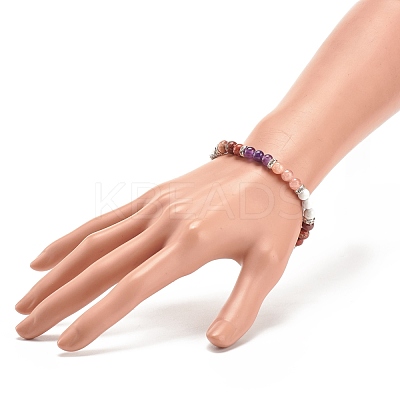 Natural Amethyst & Gemstone Round Beaded Bracelet for Women BJEW-JB08336-03-1