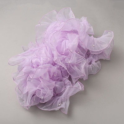 5 Yards Organza Pleated Lace Ribbon with Imitation Pearl OCOR-WH20027-03A-1