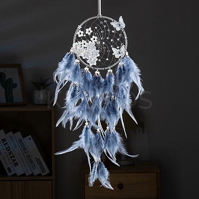 Butterfly Woven Web/Net with Feather Decorations PW-WG68202-01-1