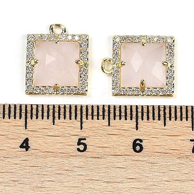 Natural Rose Quartz Faceted Square Charms G-I375-06G-05-1