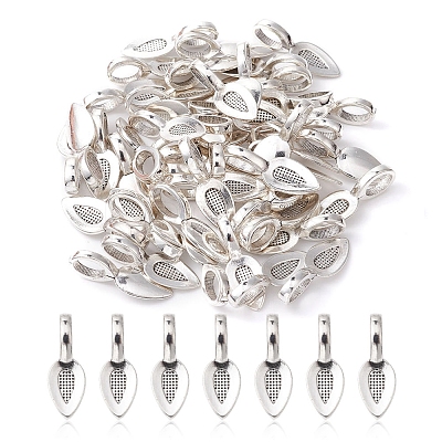 Tibetan Style Alloy Glue-on Flat Pad Bails for Pendants Making TIBEP-YW0001-50-1