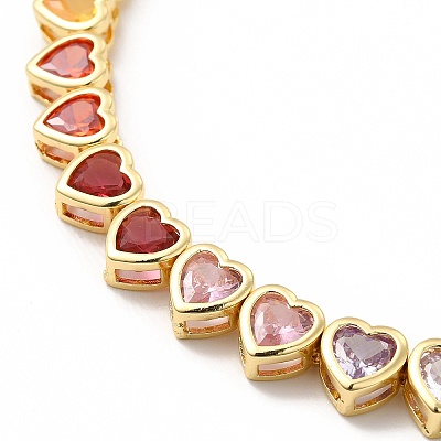 Colorful Cubic Zirconia Heart Pendant Necklace NJEW-E074-03G-1