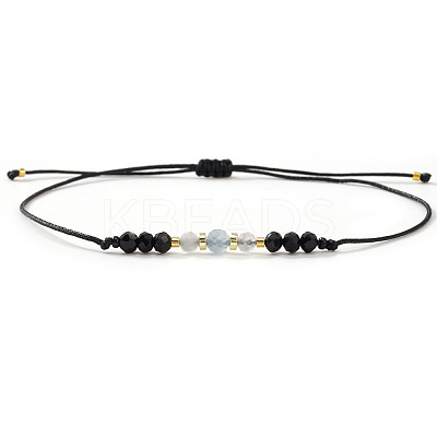 Natural Gemstone & Glass Beaded Braided Bead Bracelets WW1419-5-1