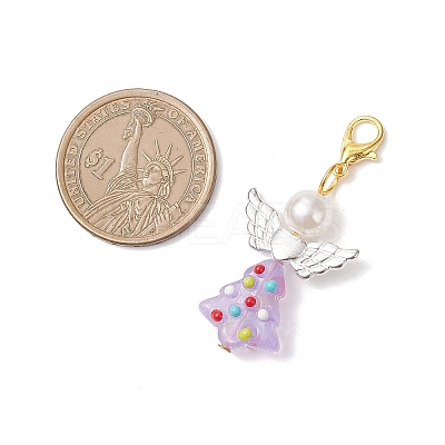 Christmas Tree Angel Glass Pendant Decorations HJEW-JM04346-1