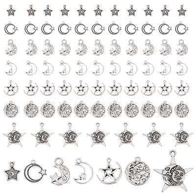 84Pcs 7 Style Tibetan Style Alloy Pendants TIBEP-PH0001-52-1