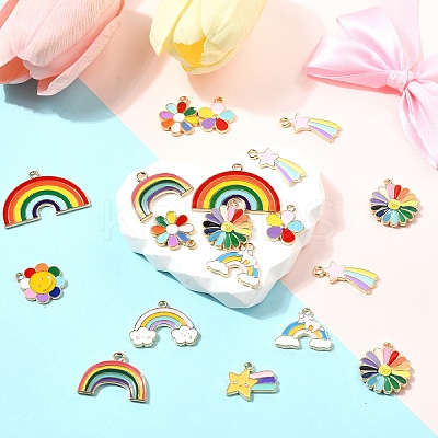 40Pcs 10 Styles Alloy Enamel Pendants ENAM-YW0005-54-1