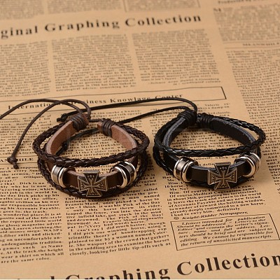 Imitation PU Leather Multi-strand Bracelets BJEW-O129-12-1