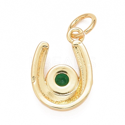 Rack Plating Brass Green Cubic Zirconia Pendants KK-M229-27G-1