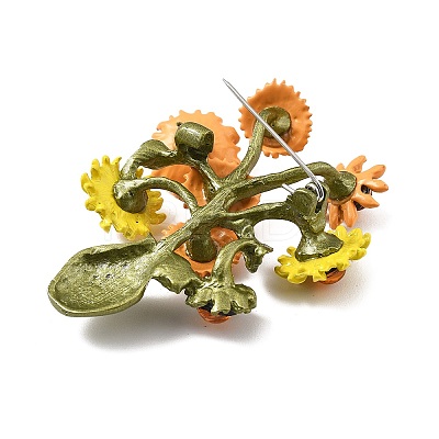 Sunflower Alloy Acrylic Brooches for Backpack Clothes JEWB-M069-03-1