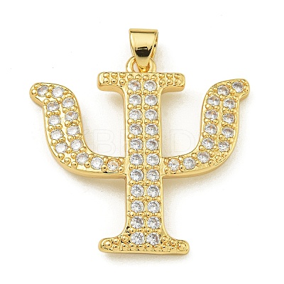 Rack Plating Brass Micro Pave Clear Cubic Zirconia Pendants KK-Z067-01G-02-1