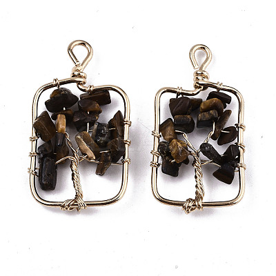 Natural Tiger Eye Pendants G-T131-93-1