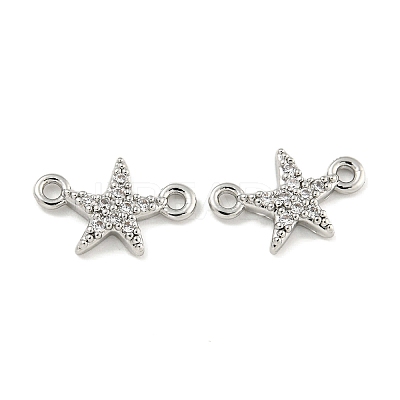 Brass Micro Pave Clear Cubic Zirconia Connector Charms KK-Q820-42P-1