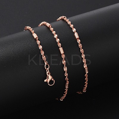 Brass Singapore Chains Necklaces for Women NJEW-D302-38RG-1