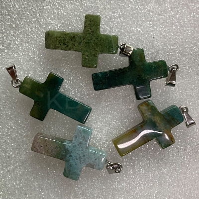 Natural Indian Agate Pendants G-PW0006-02P-31-1