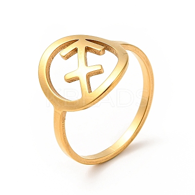 Ion Plating(IP) 201 Stainless Steel Constellations Sagittarius Finger Ring for Women RJEW-G266-16G-1