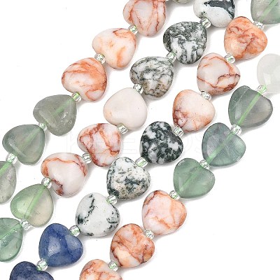 Gradient Color Natural Quartz & Fluorite & Tree Agate & Blue Aventurine & Red Netstone Beads Strands G-B185-A04-1