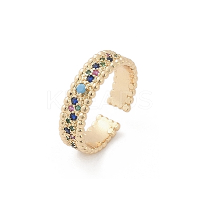 Brass Micro Pave Cubic Zirconia Cuff Rings for Women RJEW-S400-06G-1
