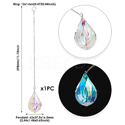 1Pc Transparent Glass Hanging Suncatchers AJEW-TADJ0001-02D-1