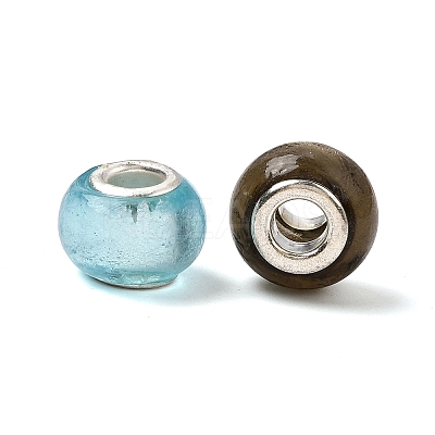 Handmade Silver Foil Glass European Beads LPDL-R008-M-1