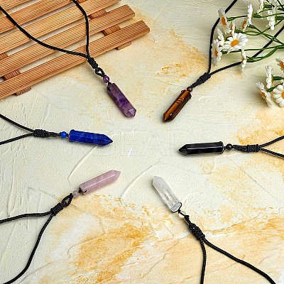 Natural Rose Quartz Bullet Pendant Necklace JN1043F-1