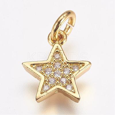 Brass Micro Pave Cubic Zirconia Charms ZIRC-G087-35G-1