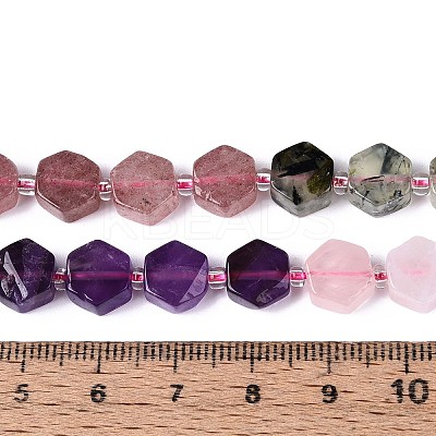 Natural Lapis Lazuli & Amethyst & Rose Quartz & Amazonite & Prehnite & Strawberry Quartz & Sunstone 7 Chakra Beads Strands G-P534-A27-01-1