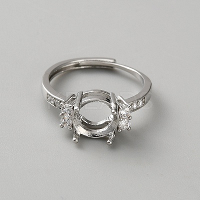 Adjustable Brass & Rhinestone Finger Rings Components KK-WH0044-211A-1