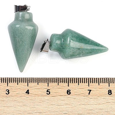 Natural Green Aventurine Gemstone Pointed Pendants G-K384-01P-01-1