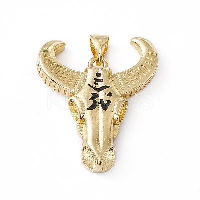 Brass Black Enamel Pendants KK-I692-07G-1