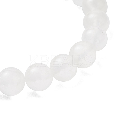 Natural Selenite Round Beads Stretch Bracelets for Men Women BJEW-JB12236-1