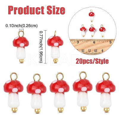 20Pcs Handmade Lampwork Pendants PALLOY-YW00077-1