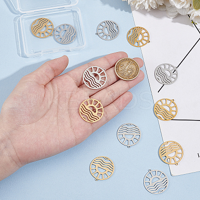 12Pcs 2 Colors 201 Stainless Steel Pendants STAS-UN0060-26-1