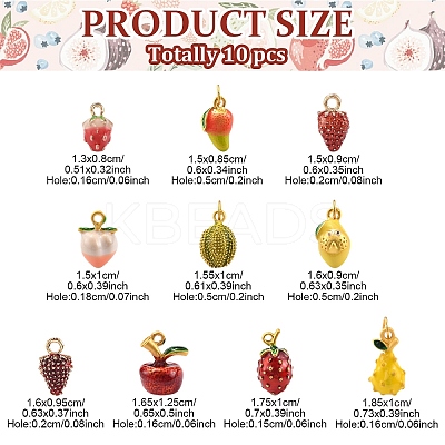 10Pcs 10 Styles Alloy Enamel Pendants FIND-YW0006-84-1