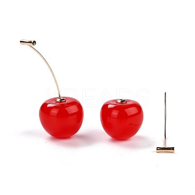 Lifelike Cherry Dangle Stud Earrings X-EJEW-F274-01D-1