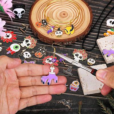 30Pcs 15 Style Halloween Alloy Enamel Pendants Sets ENAM-SZ0004-16-1