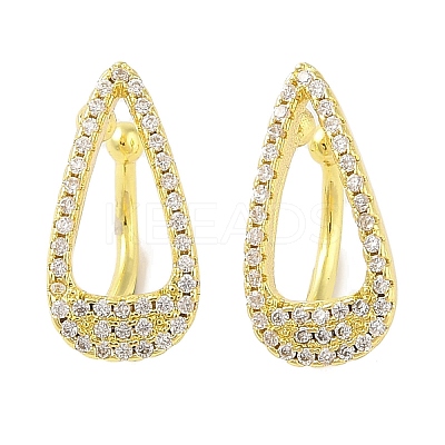 Brass Micro Pave Clear Cubic Zirconia Cuff Earrings for Women EJEW-I305-46G-1