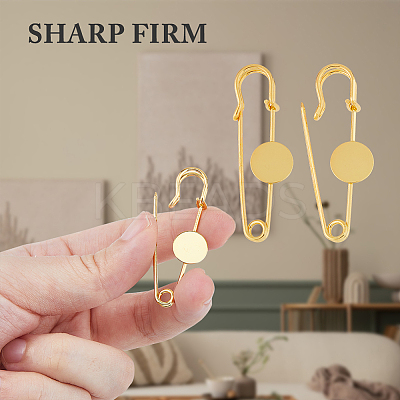 20Pcs 2 Colors Brass Safety Pins Brooch Findings KK-FH0007-85A-1