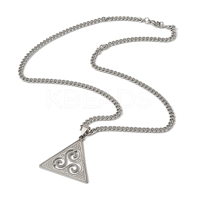 201 Stainless Steel Viking Triskelion Pendant Necklaces for Women Men NJEW-F344-01P-1