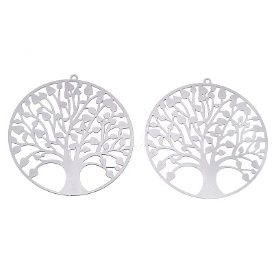 Non-Tarnish 201 Stainless Steel Filigree Pendants STAS-R102-37P-1